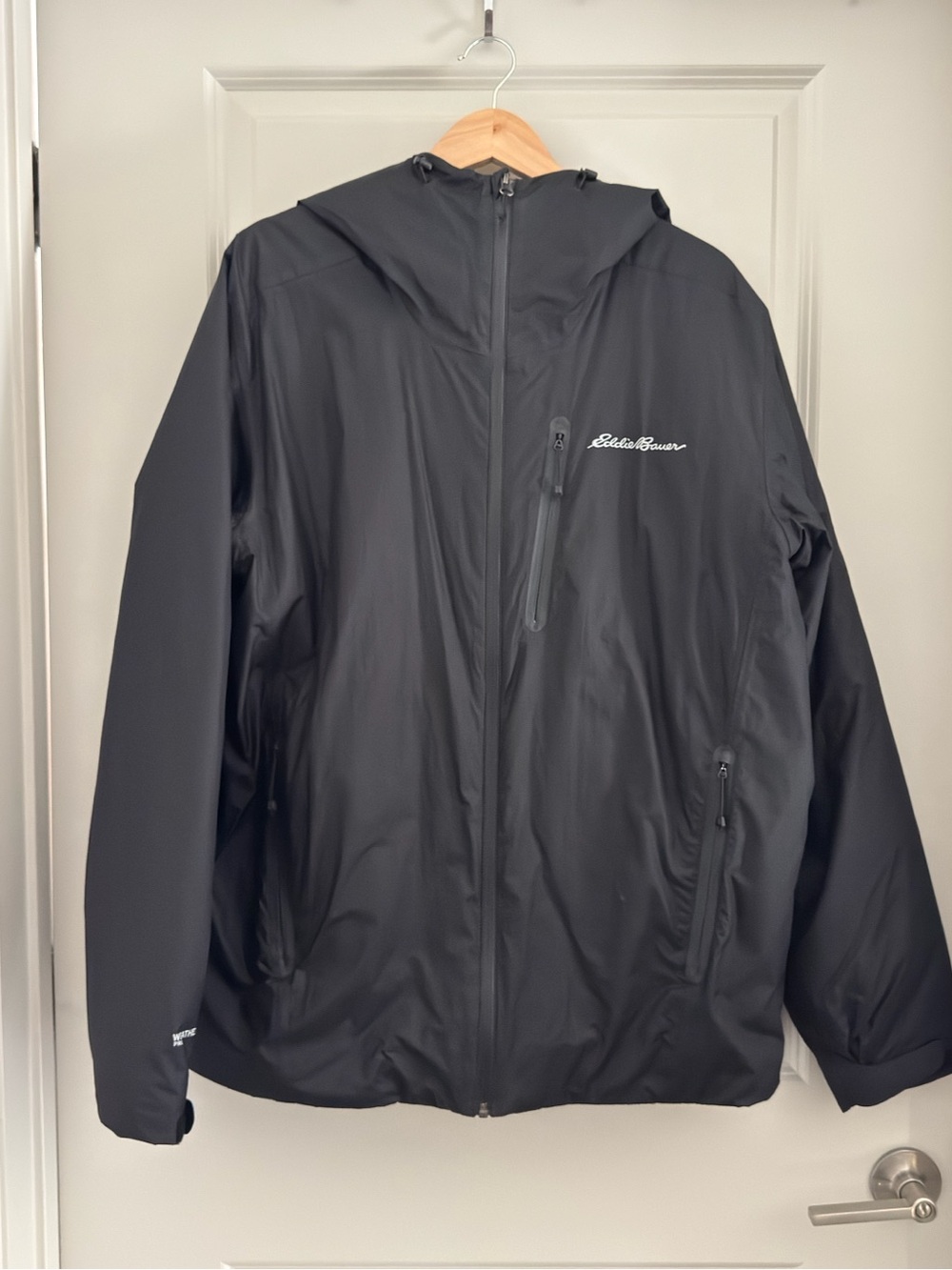 Eddie Bauer Men's Black Hooded Waterproof Rain Jacket